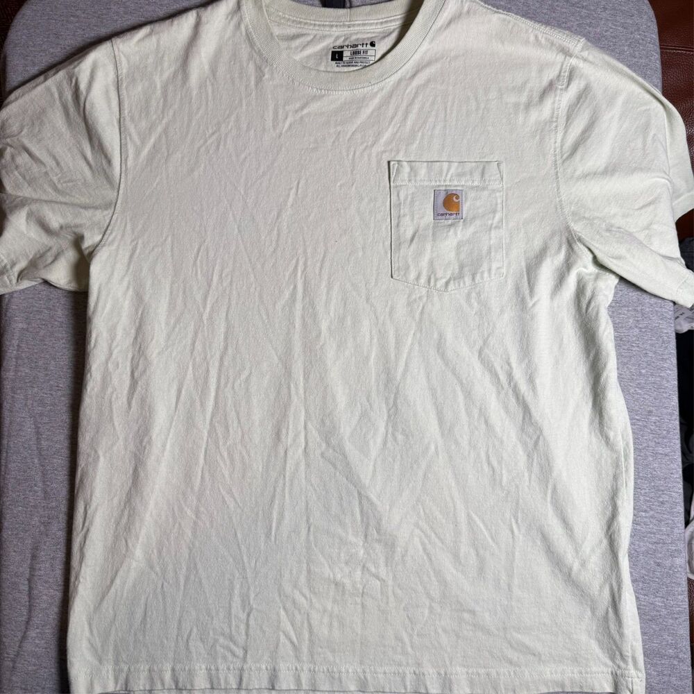 Carhartt T-Shirt Men's L Loose Fit Lime Short Sleeve Pocket Tee 100% Cotton